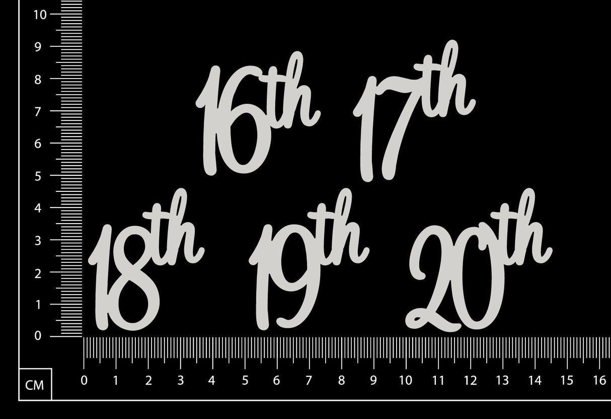 16th 17th 18th 19th 20th Set - White Chipboard