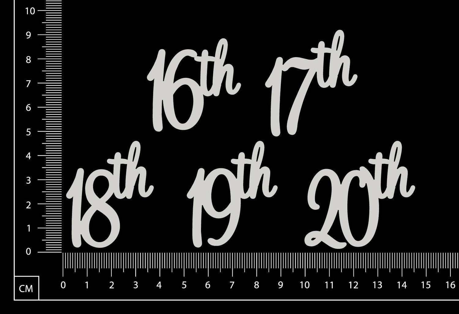 16th 17th 18th 19th 20th Set - White Chipboard