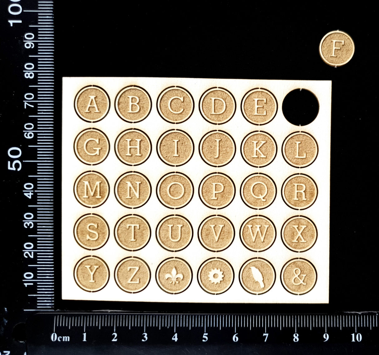 Laser Engraved Faux Typewriter Key Tops - White Chipboard