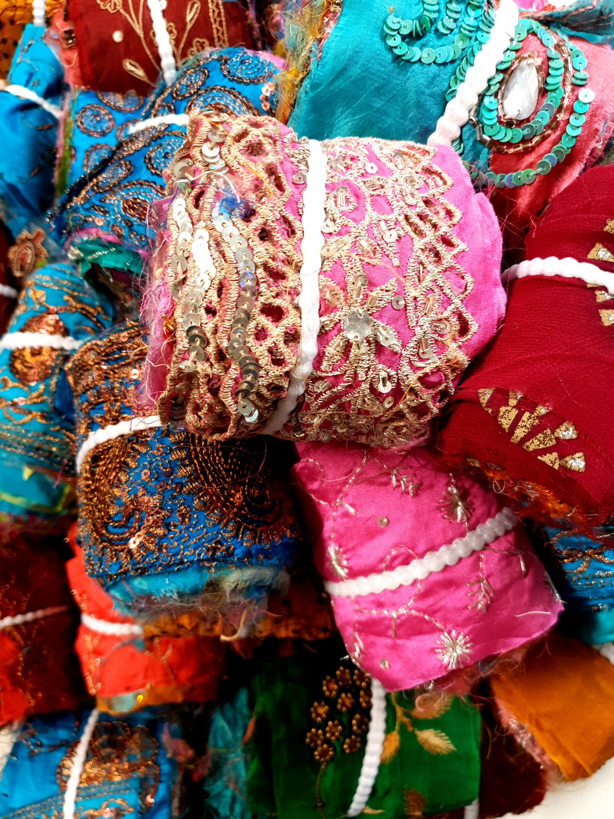 Reclaimed Sari Silk Ribbon - Embellished Rolls