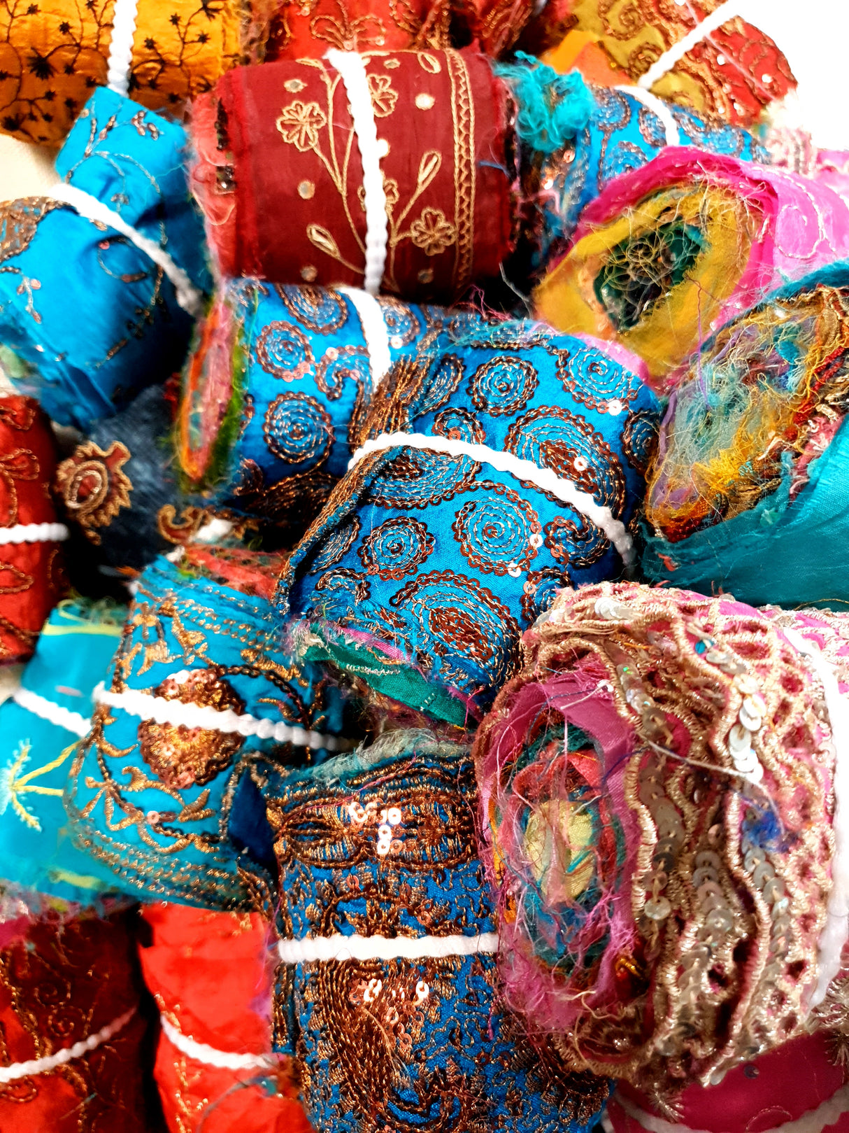 Reclaimed Sari Silk Ribbon - Embellished Rolls