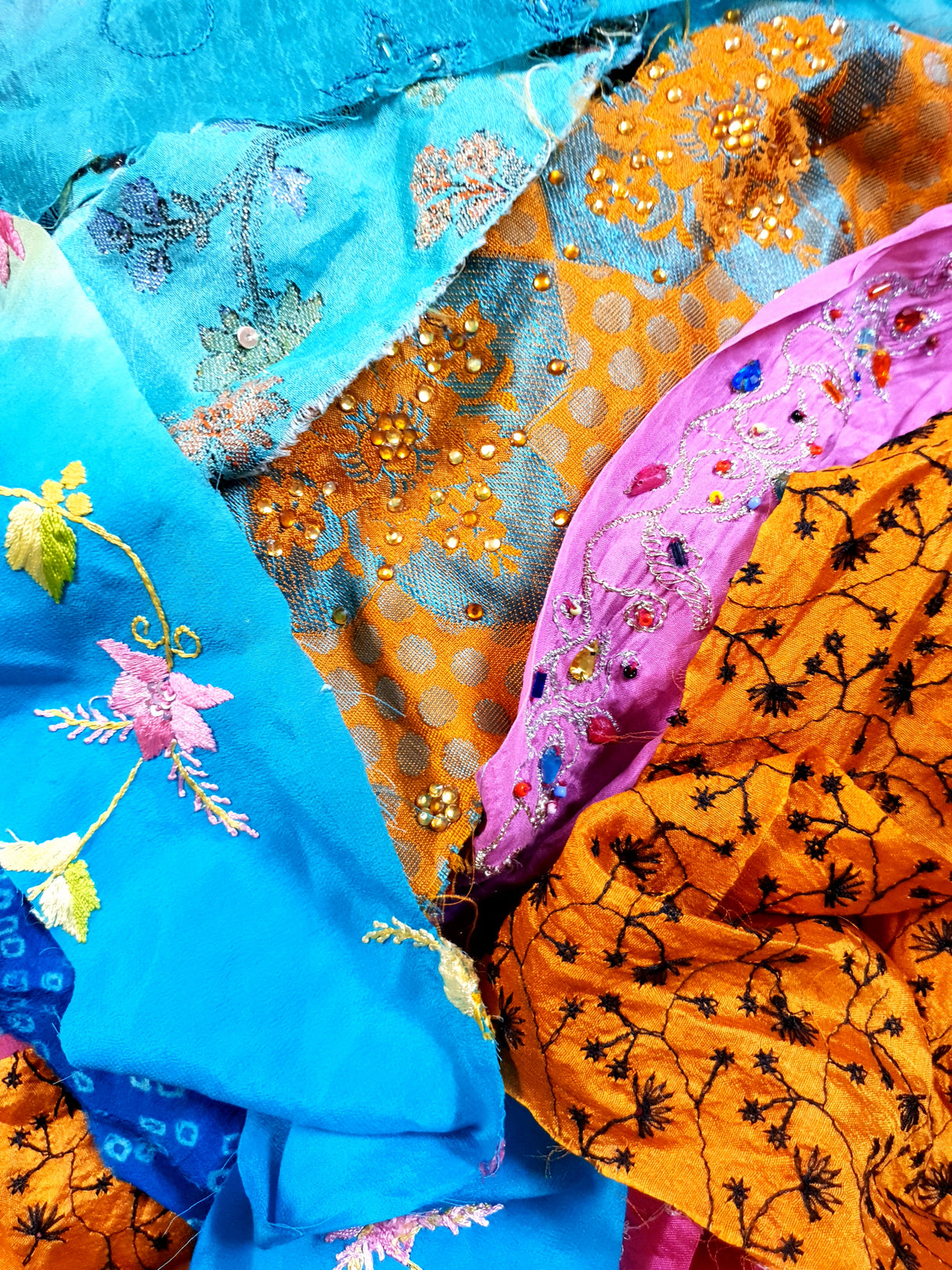 Reclaimed Sari Silk Ribbon - Embellished Rolls