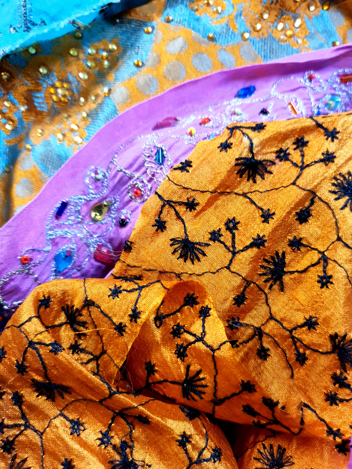 Reclaimed Sari Silk Ribbon - Embellished Rolls