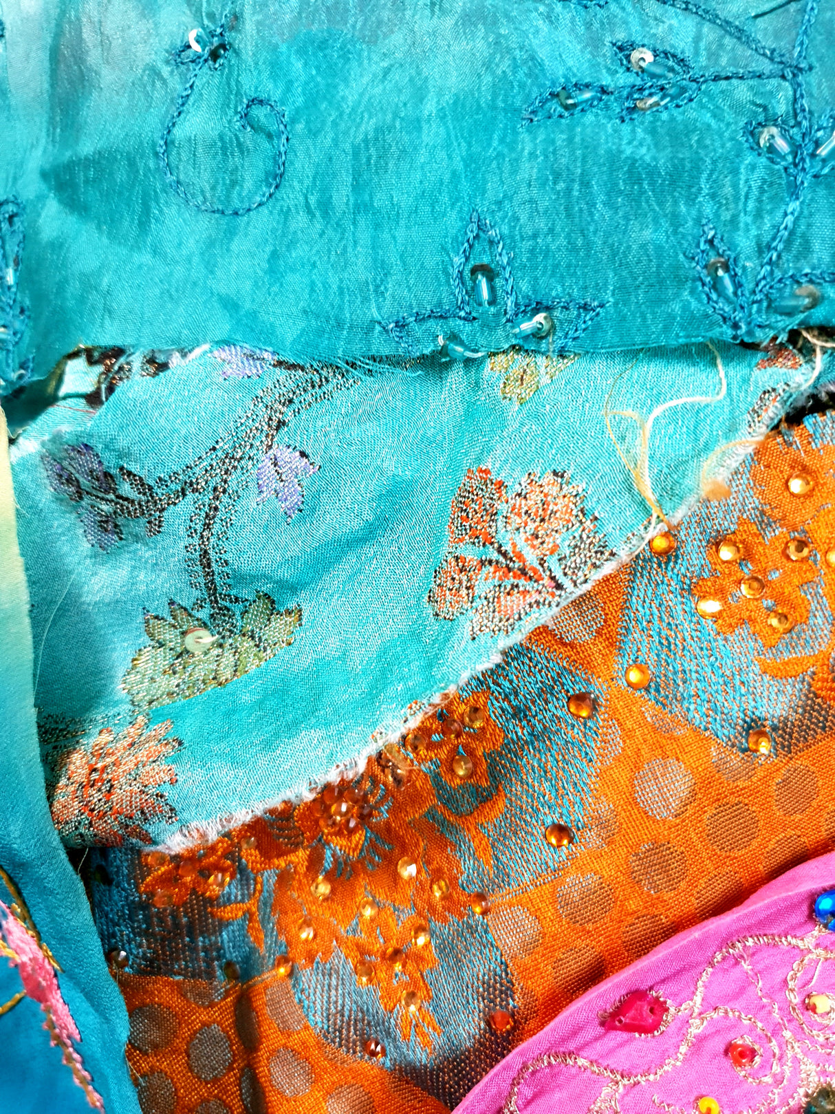 Reclaimed Sari Silk Ribbon - Embellished Rolls