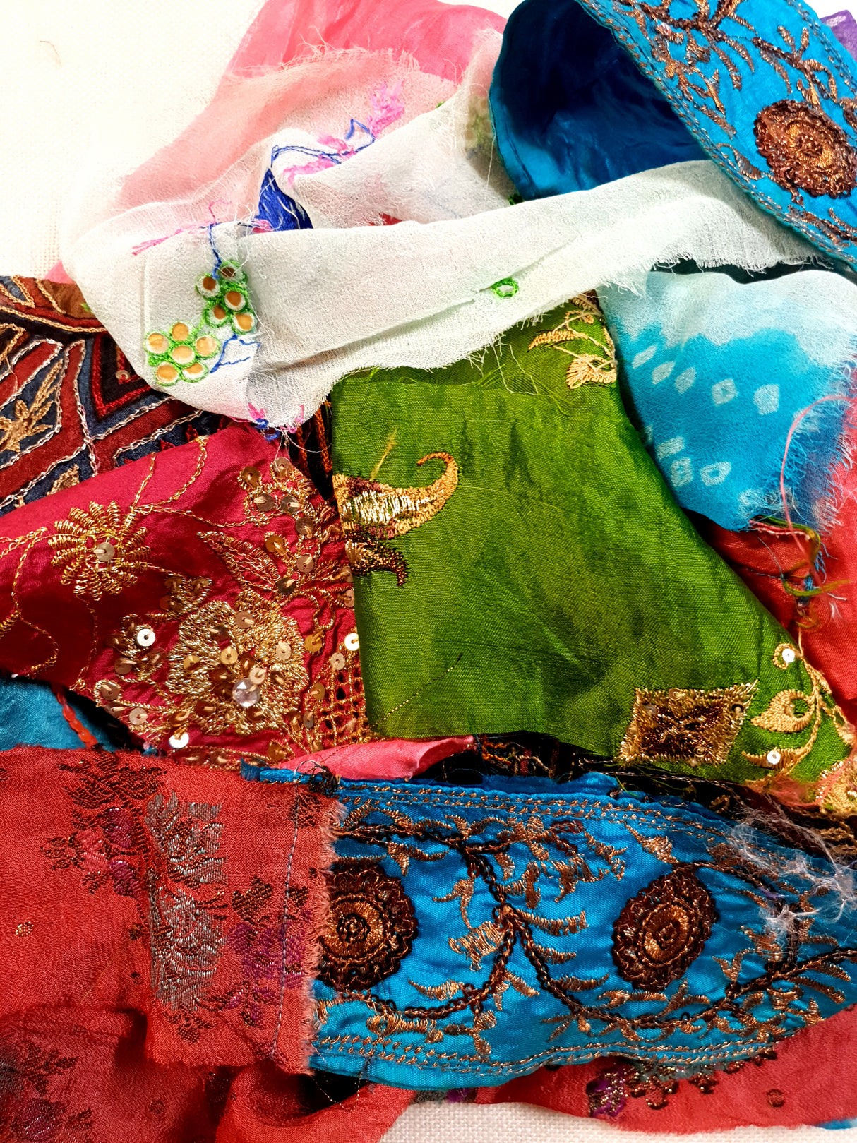 Reclaimed Sari Silk Ribbon - Embellished Rolls