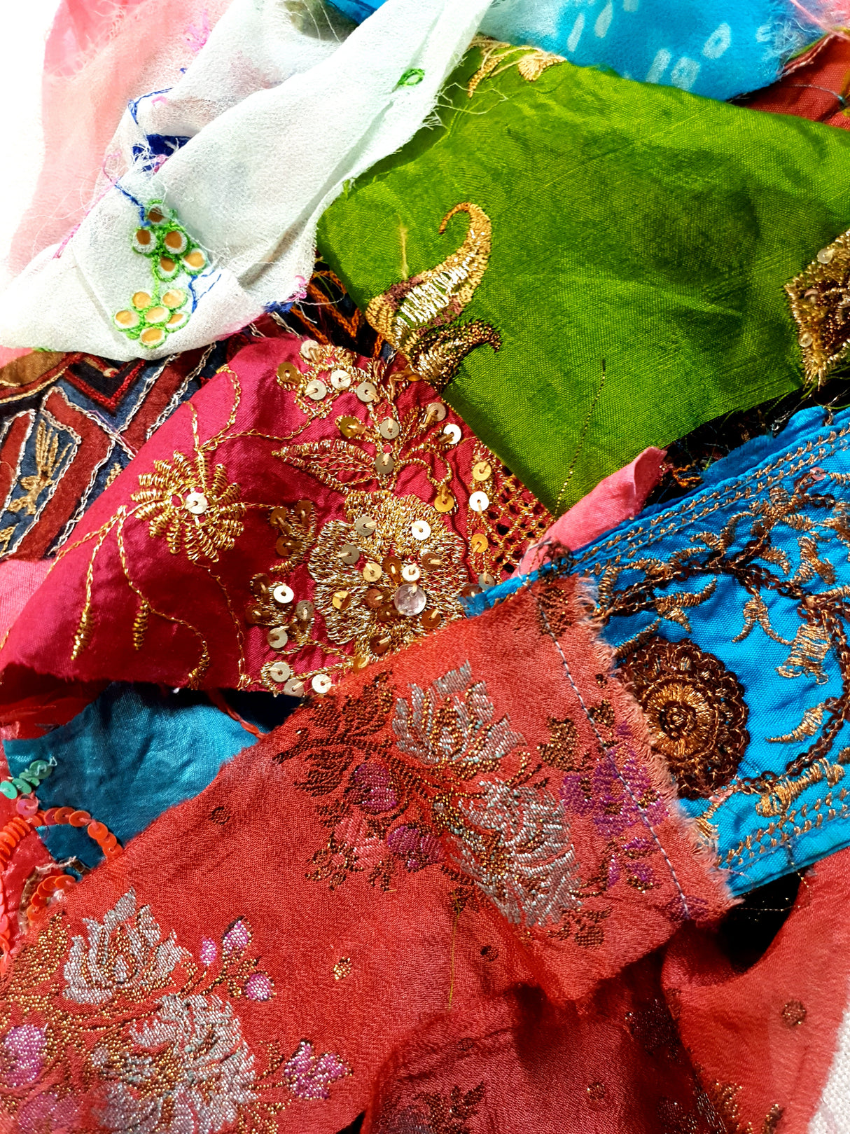 Reclaimed Sari Silk Ribbon - Embellished Rolls