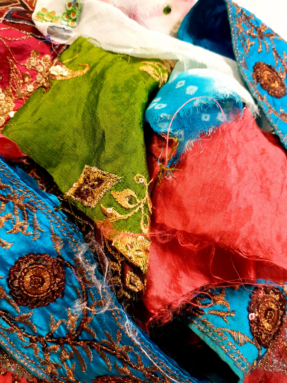 Reclaimed Sari Silk Ribbon - Embellished Rolls
