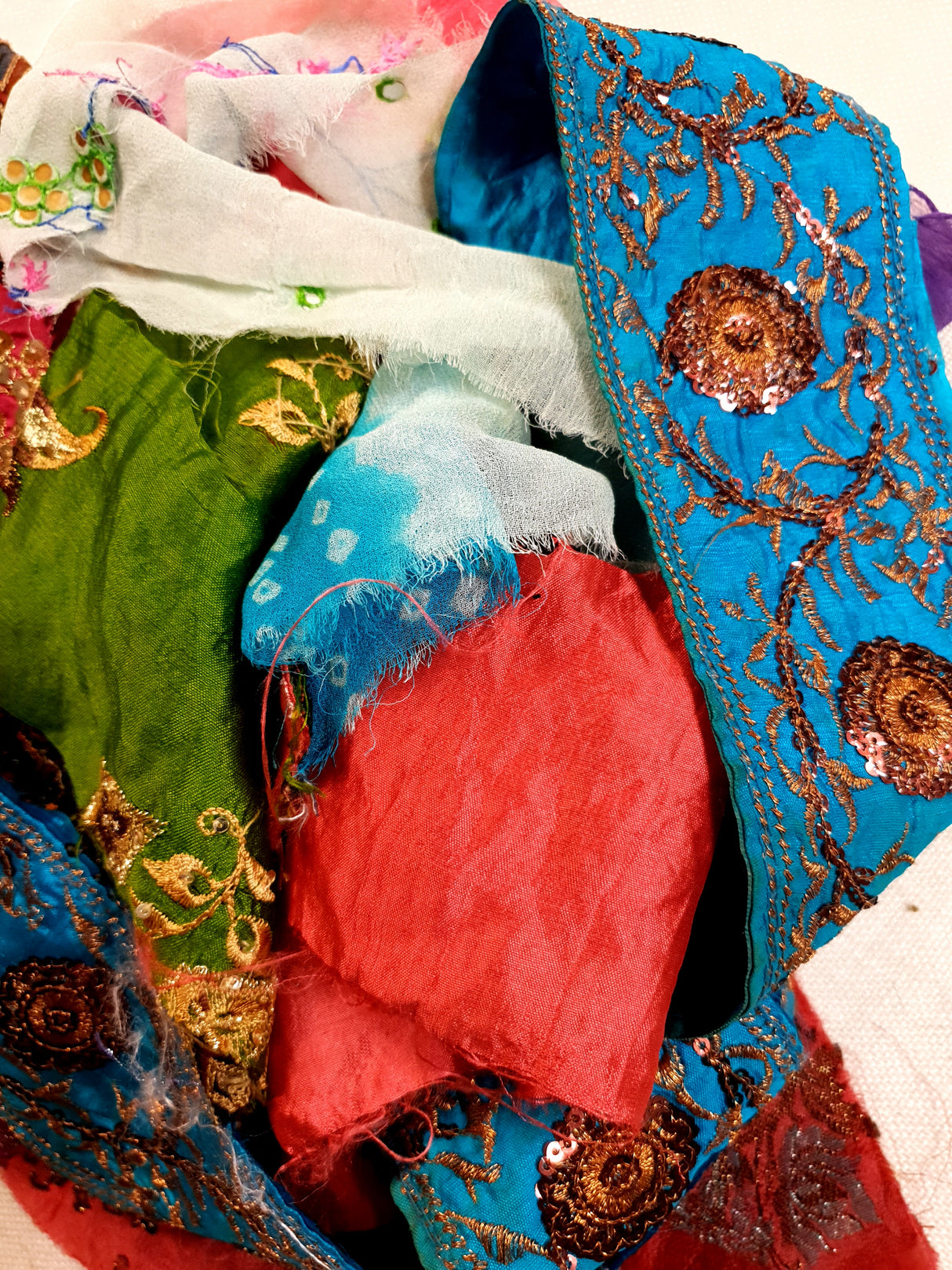 Reclaimed Sari Silk Ribbon - Embellished Rolls