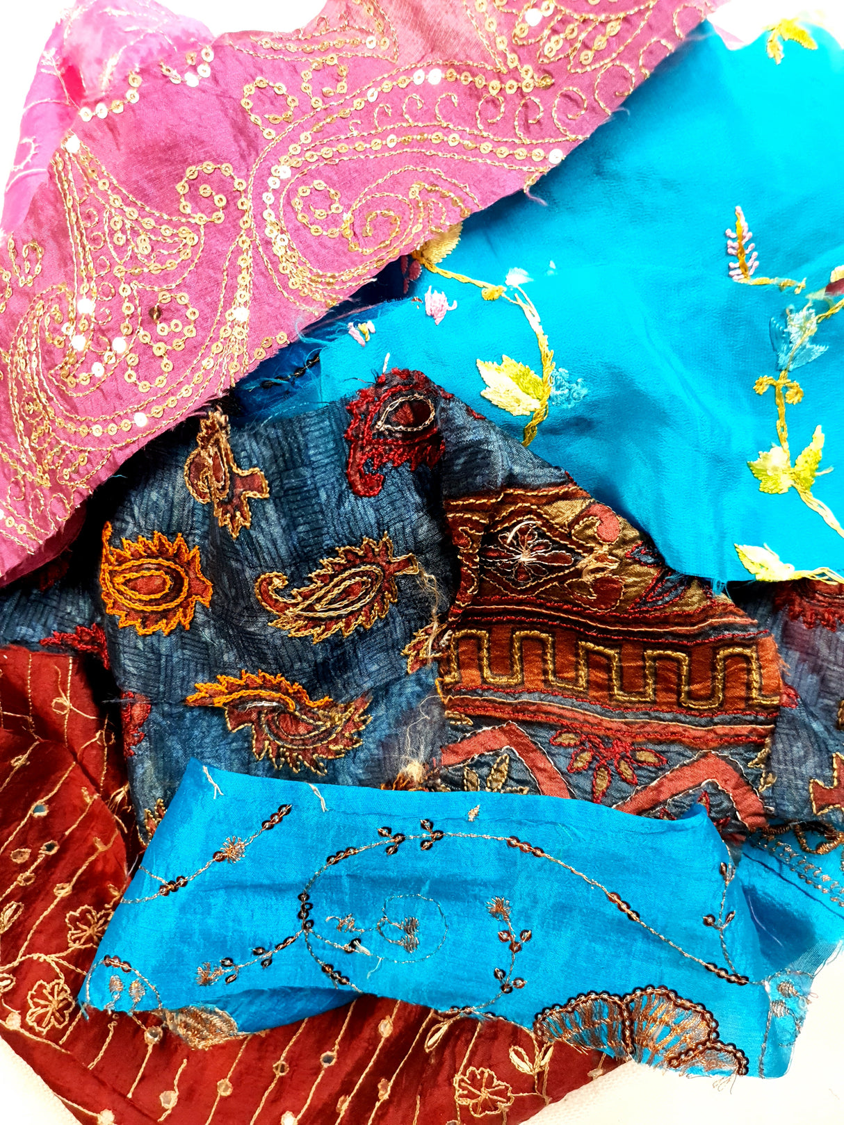 Reclaimed Sari Silk Ribbon - Embellished Rolls