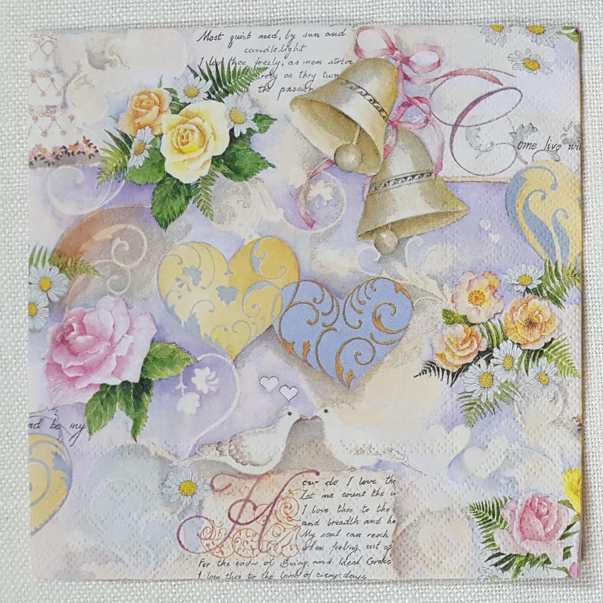 Decoupage Napkin - (DN-8080) - Wedding Bells - Rose
