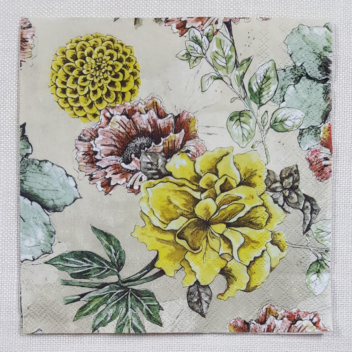 Decoupage Napkin - (DN-8091) - Blossom Tale - Cream