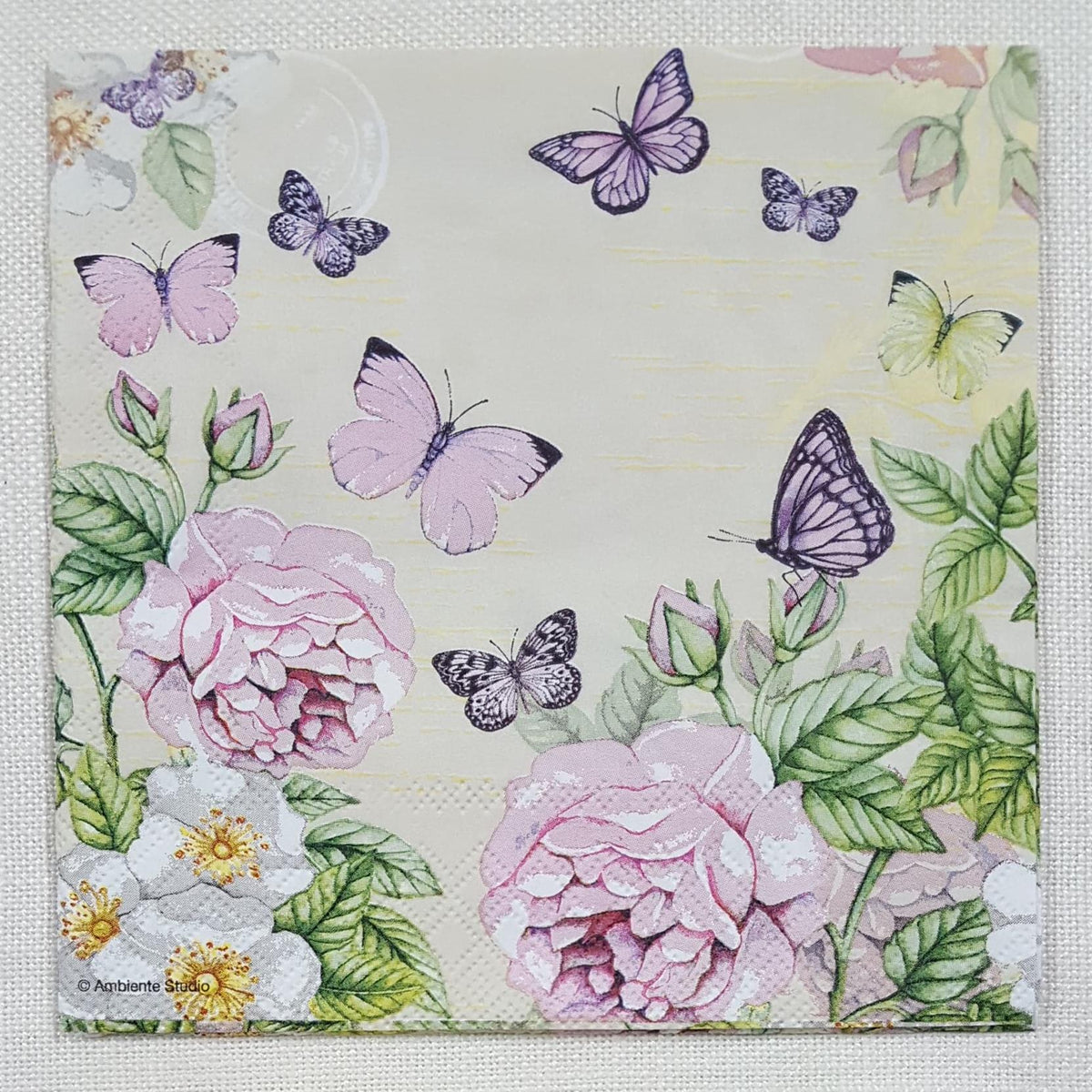 Decoupage Napkin - (DN-8122) - Botanical - Cream
