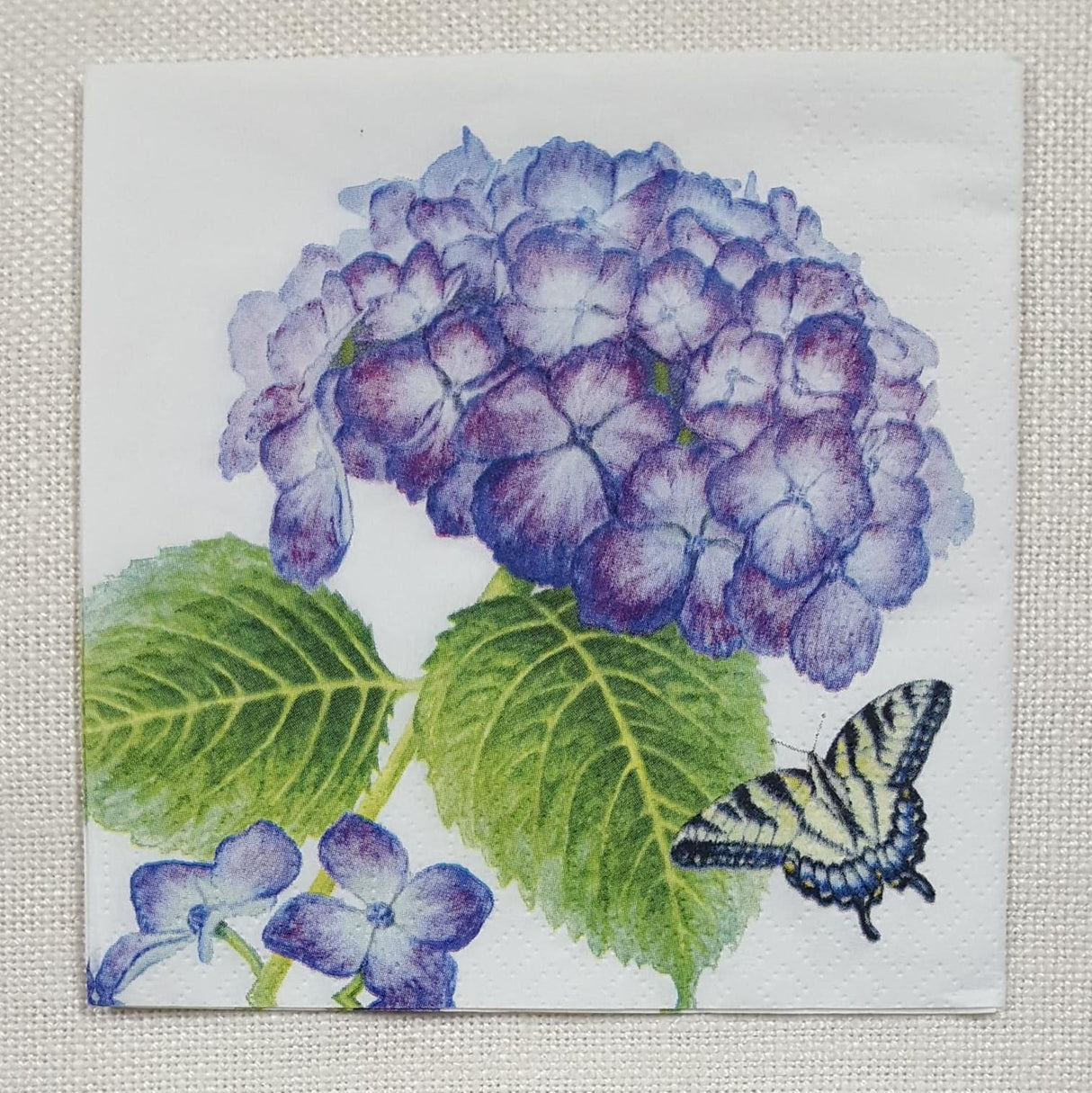 Decoupage Napkin - (DN-8206) - Hydrangea & Butterfly - Cocktail