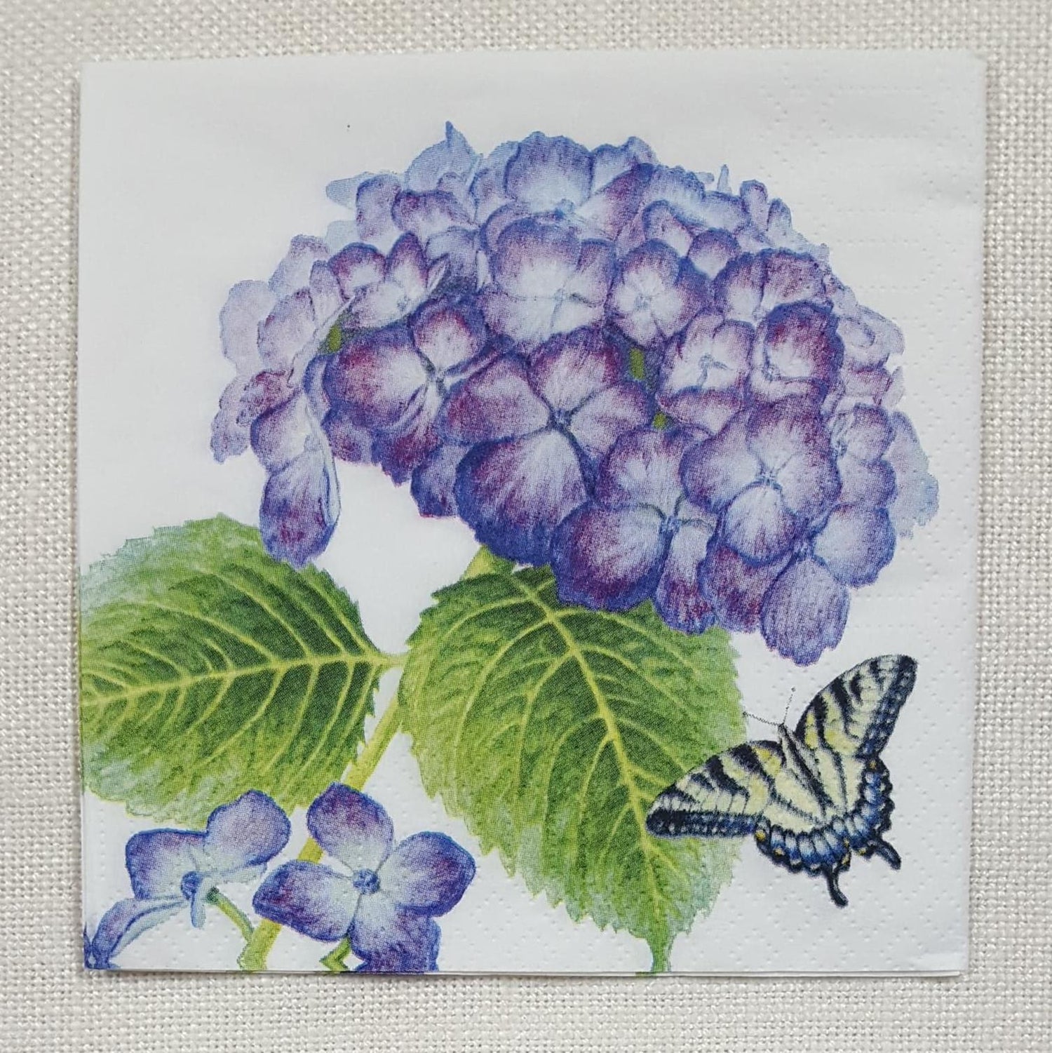 Decoupage Napkin - (DN-8206) - Hydrangea & Butterfly - Cocktail