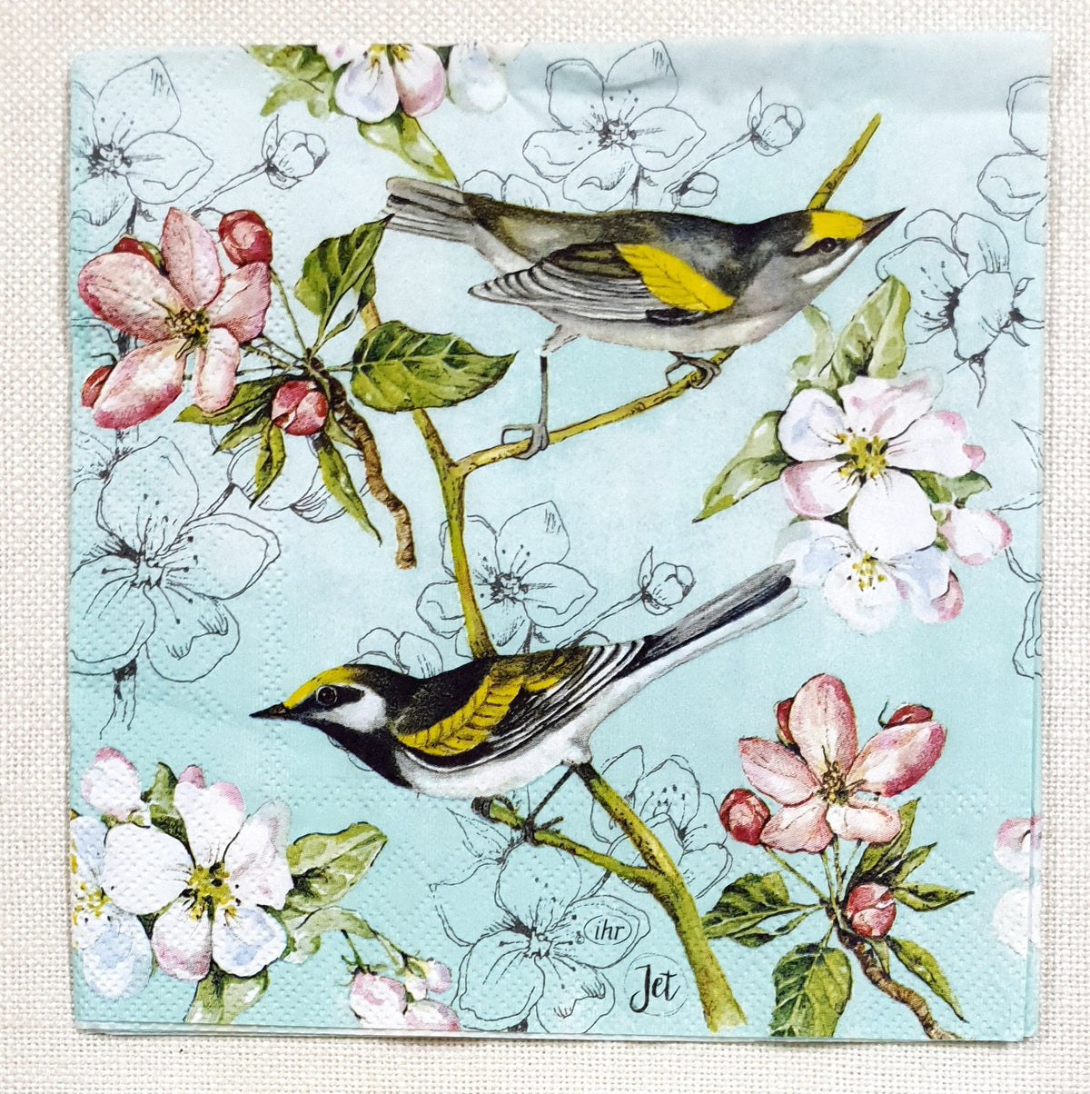 Decoupage Napkin - (DN-8391) - Birds Symphony - Green