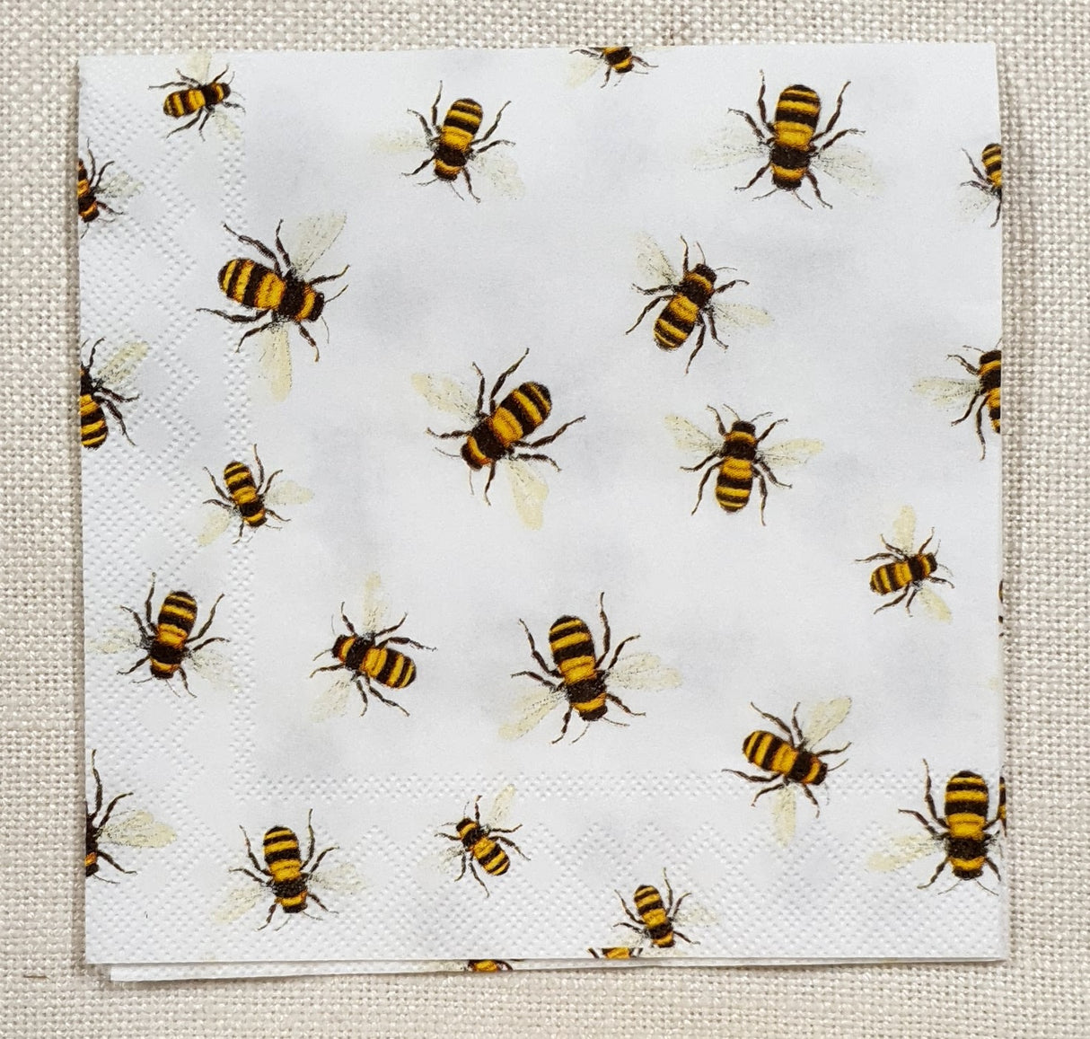 Decoupage Napkin - (DN-8577) - Save the Bees - White - Cocktail