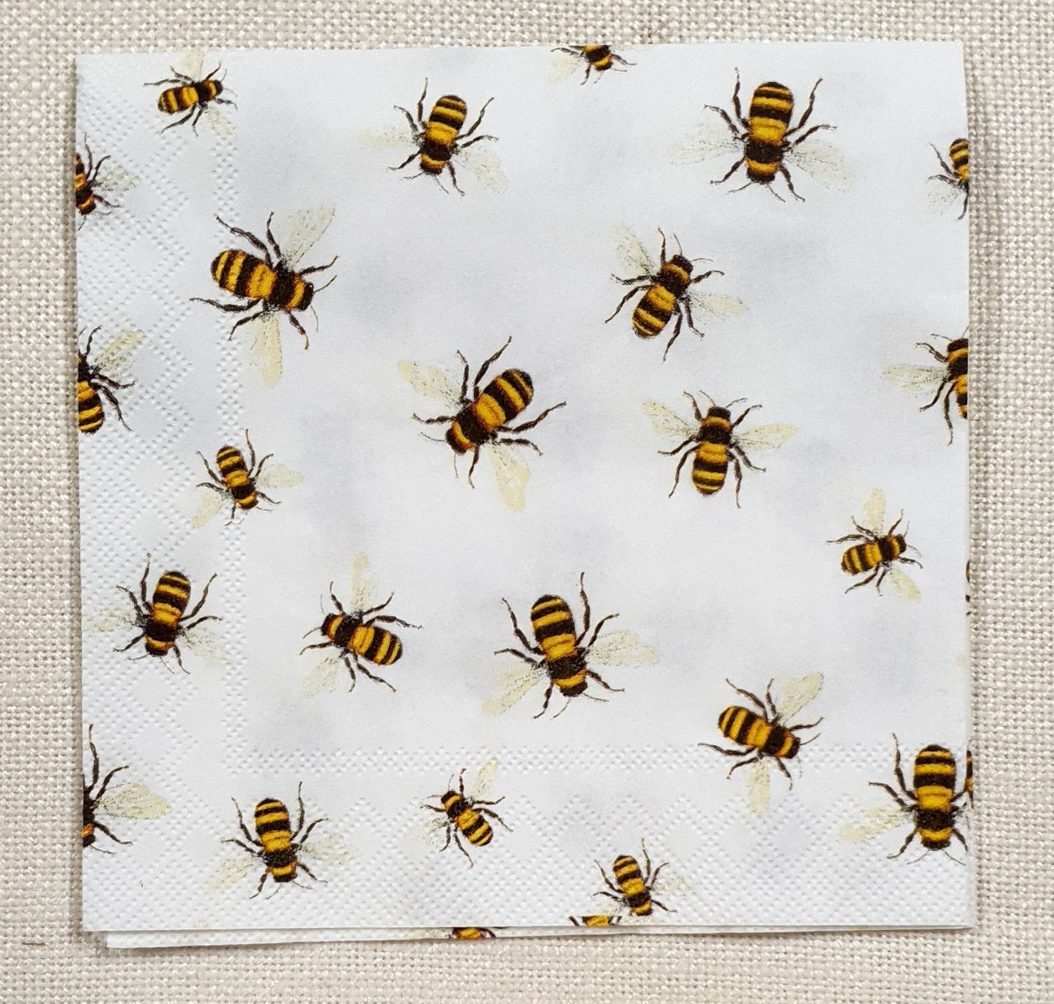 Decoupage Napkin - (DN-8577) - Save the Bees - White - Cocktail