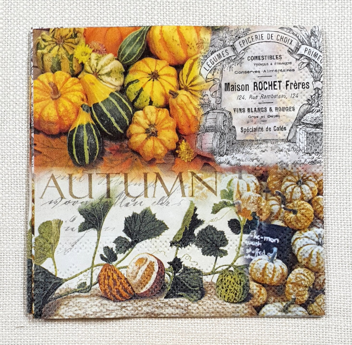 Decoupage Napkin - (DN-8597) - Autumn Pumpkins - Cocktail
