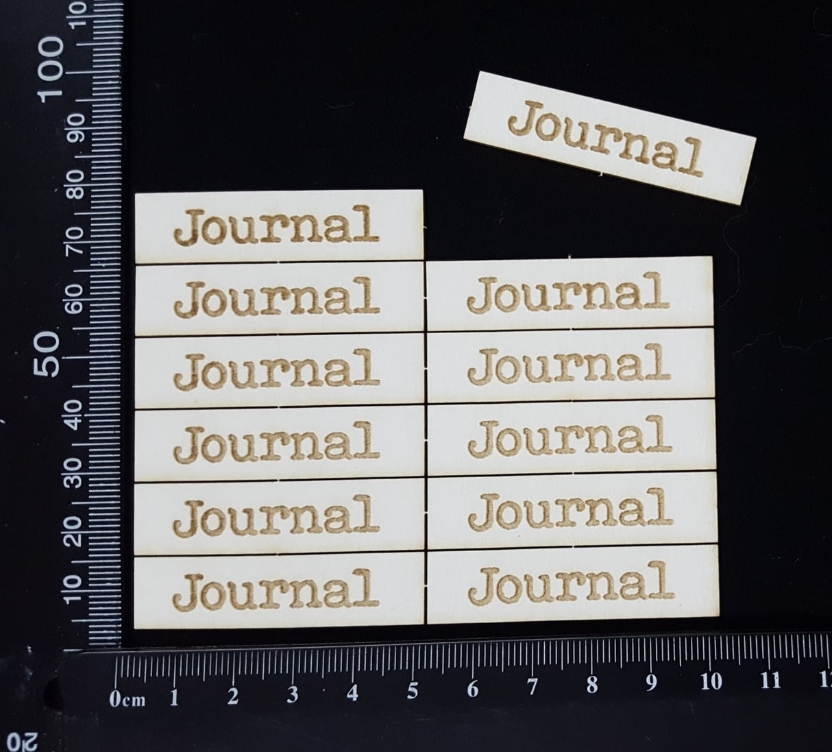 Laser Engraved Word Plates - Journal - Large - Set of 12 - White Chipboard