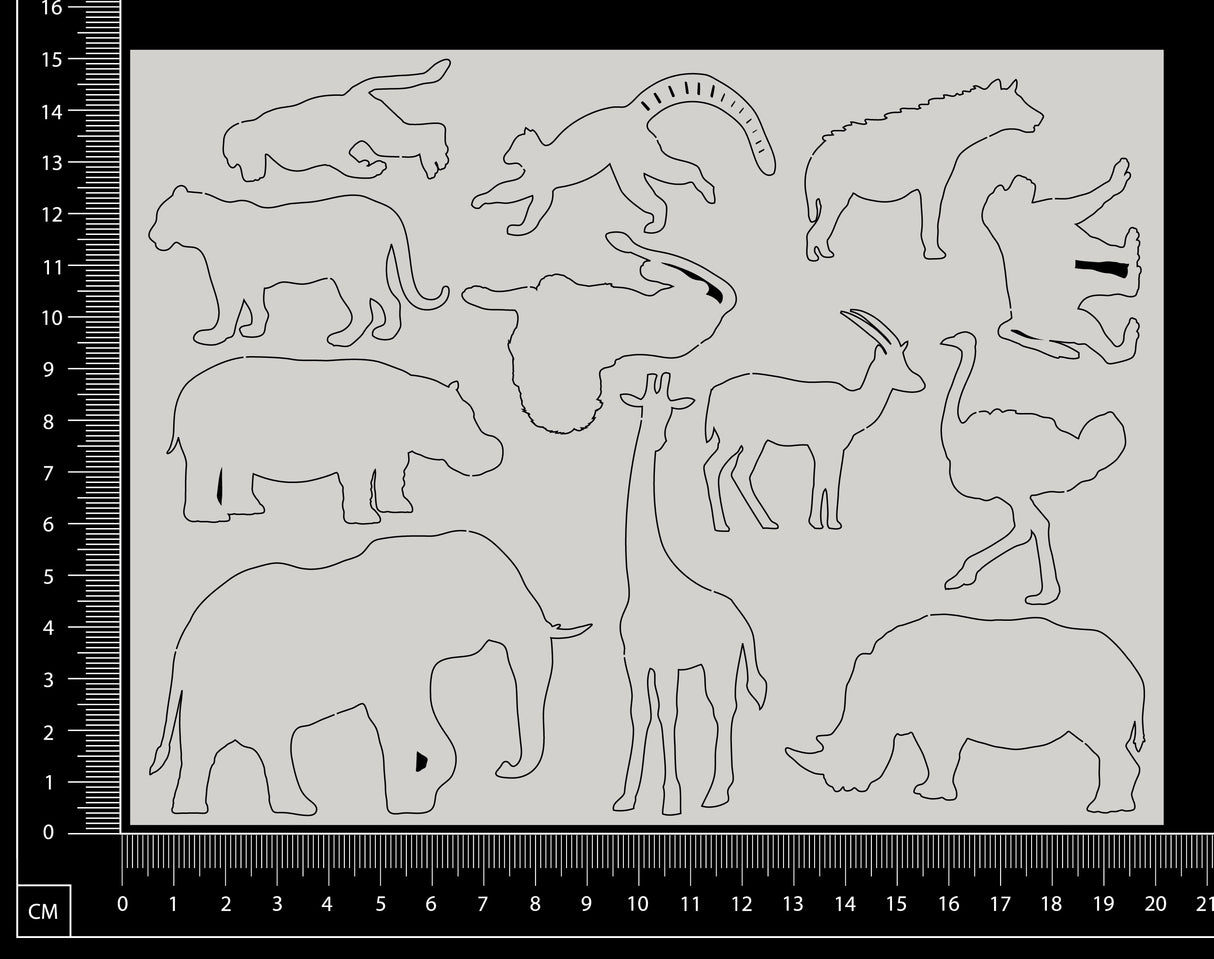 African Animal Set - White Chipboard