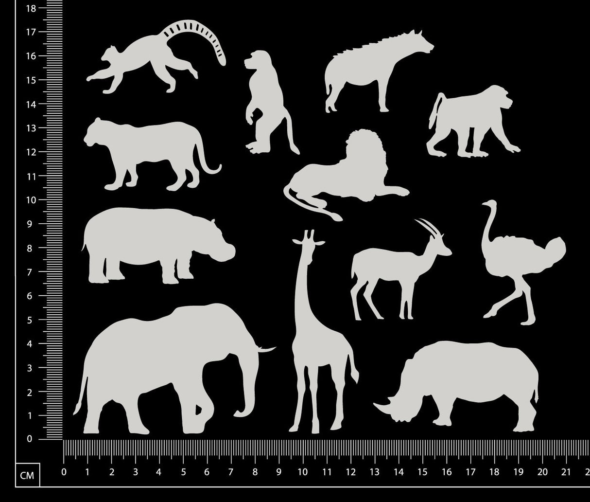 African Animal Set - White Chipboard