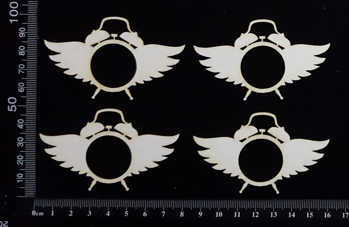 Alarm Clocks with wings Set - White Chipboard