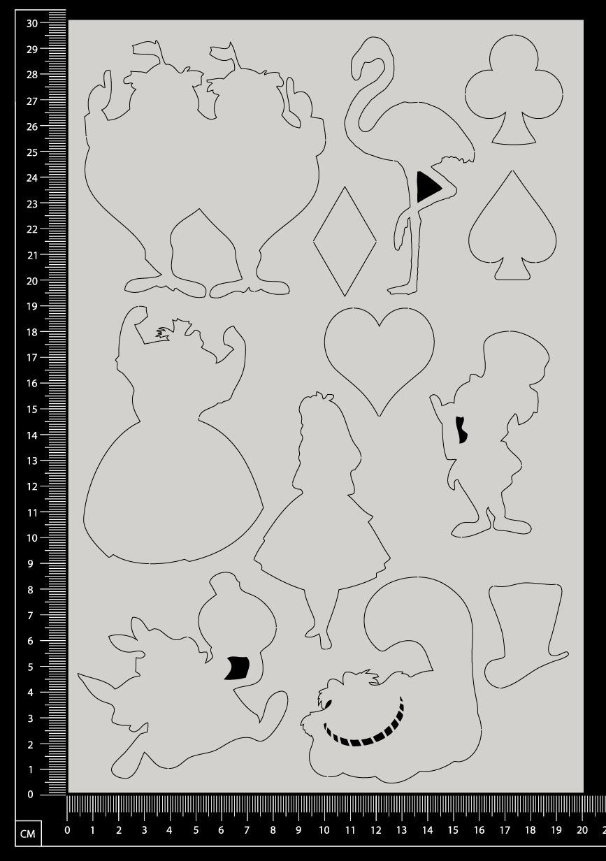 Alice in wonderland Set - Large - White Chipboard