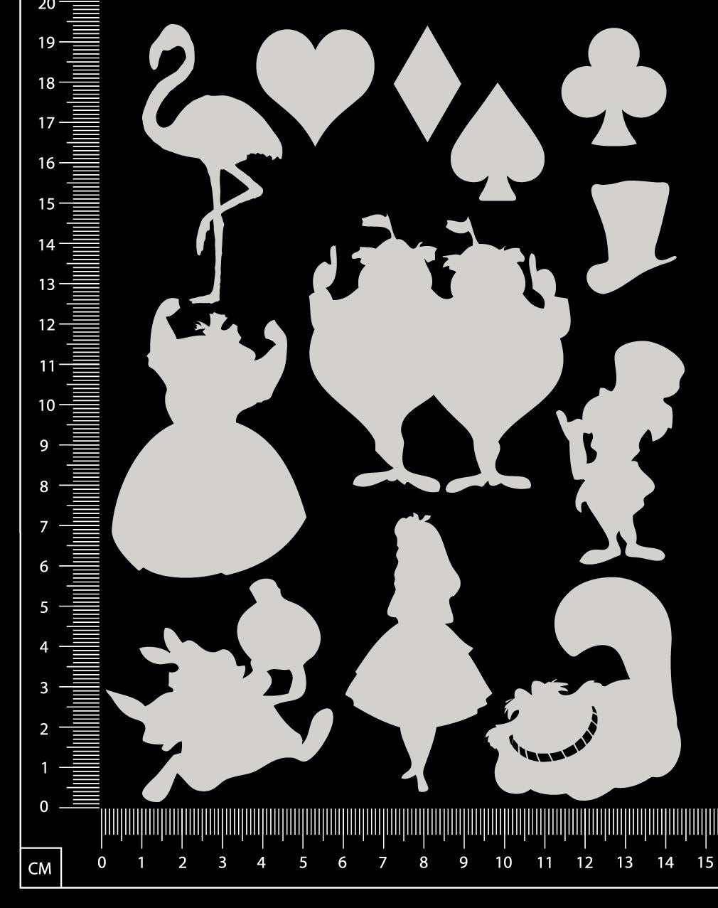 Alice in wonderland Set - Small - White Chipboard