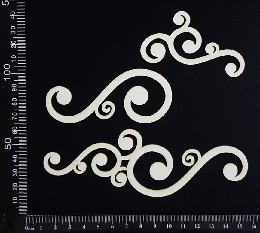 Scroll Flourish Set - White Chipboard