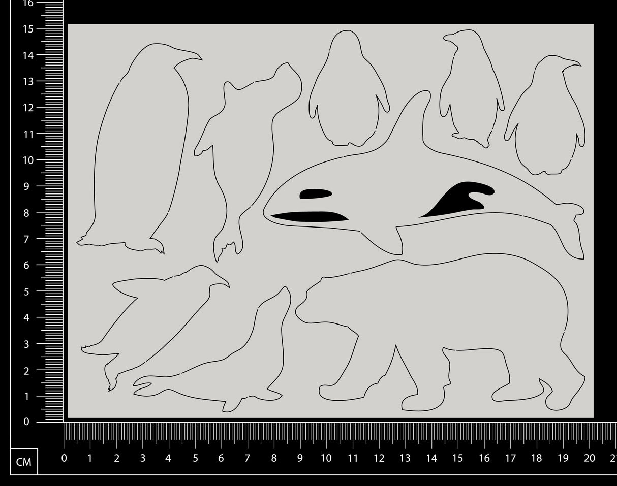 Arctic Animals Set - White Chipboard