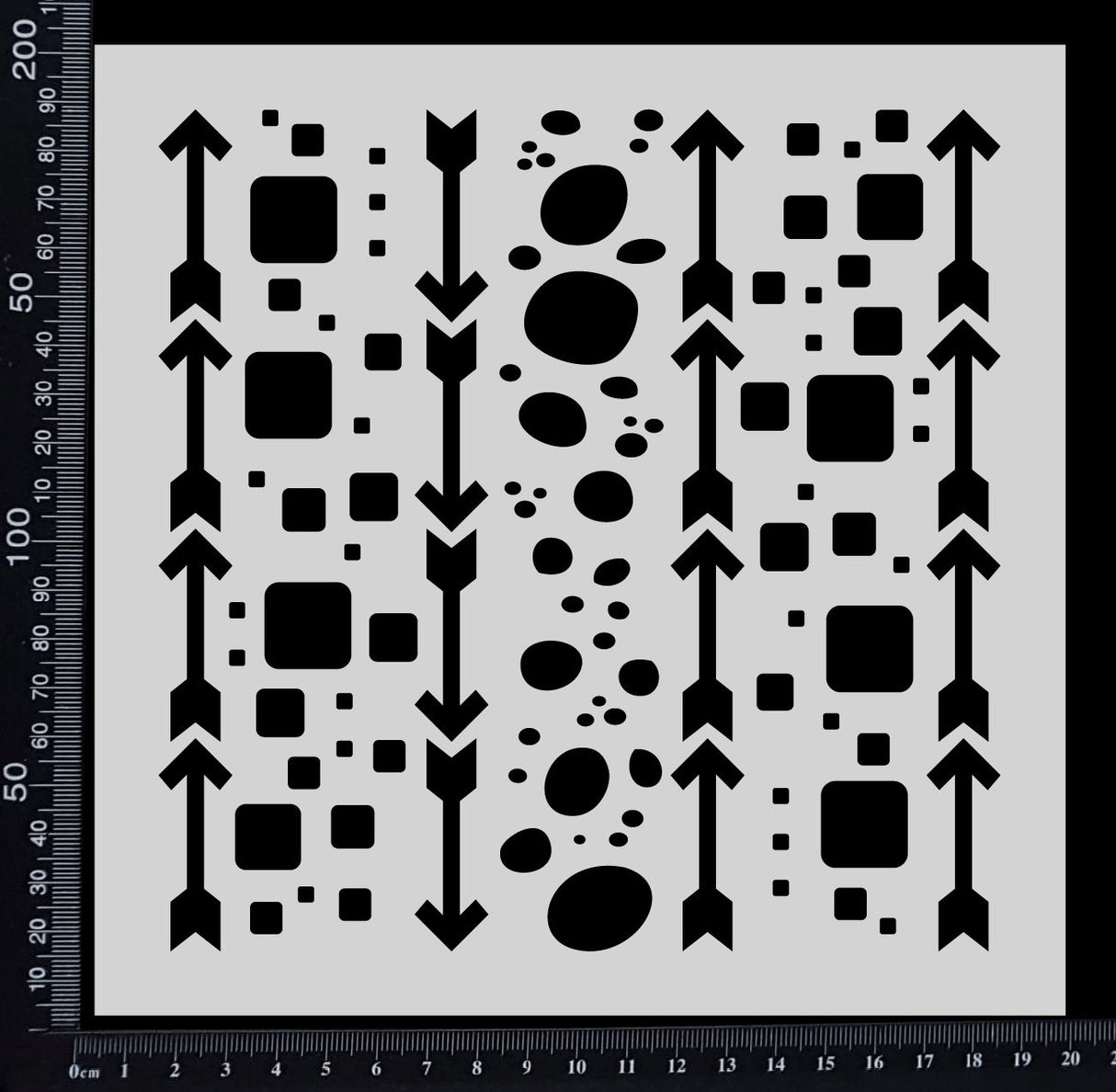 Arrows, Bubbles & Cubes Mix - Stencil - 200mm x 200mm