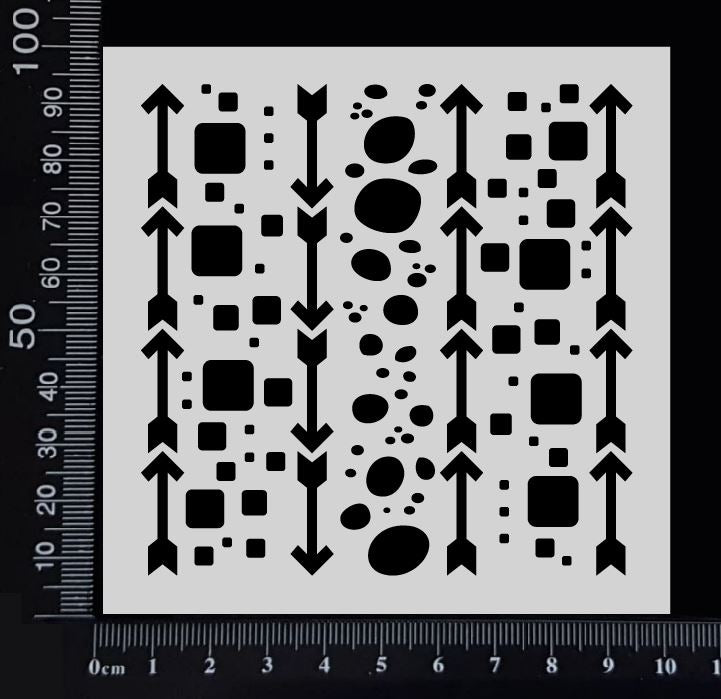 Arrows, Bubbles & Cubes Mix - Stencil - 100mm x 100mm