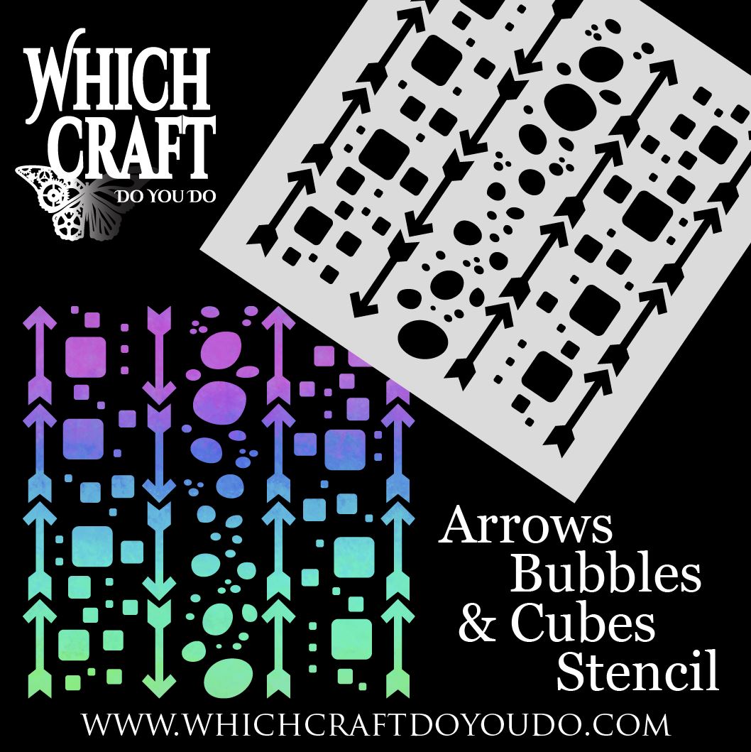 Arrows, Bubbles & Cubes Mix - Stencil - 200mm x 200mm