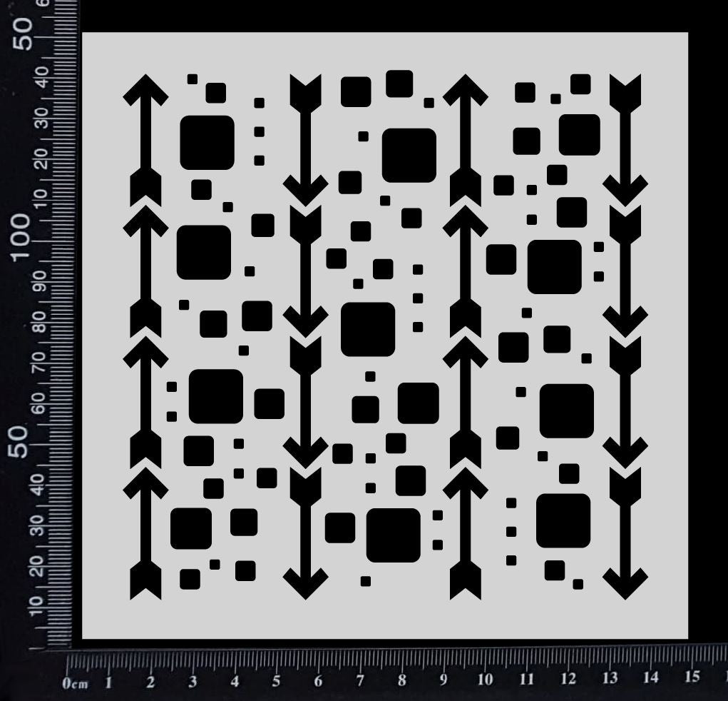 Arrows & Cubes Mix - Stencil - 150mm x 150mm