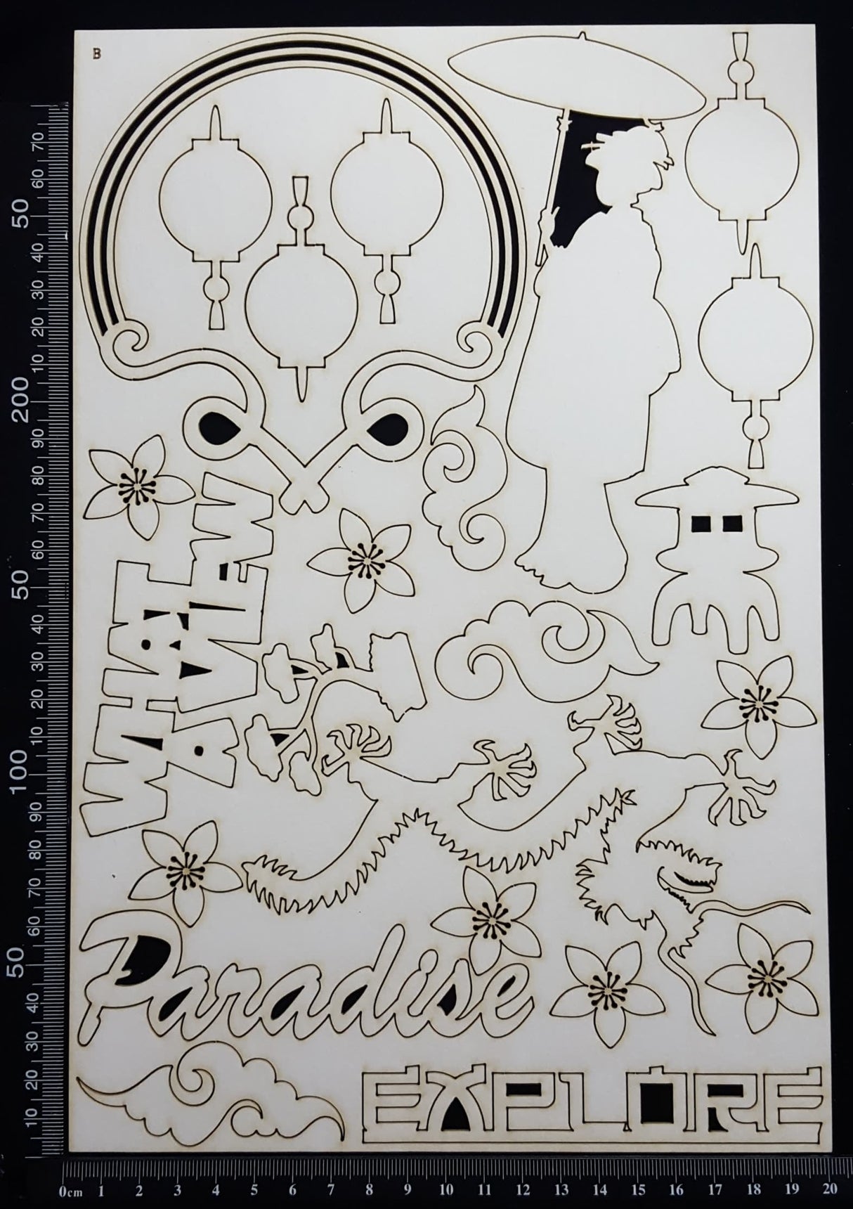 Asian Elements - Set B - White Chipboard