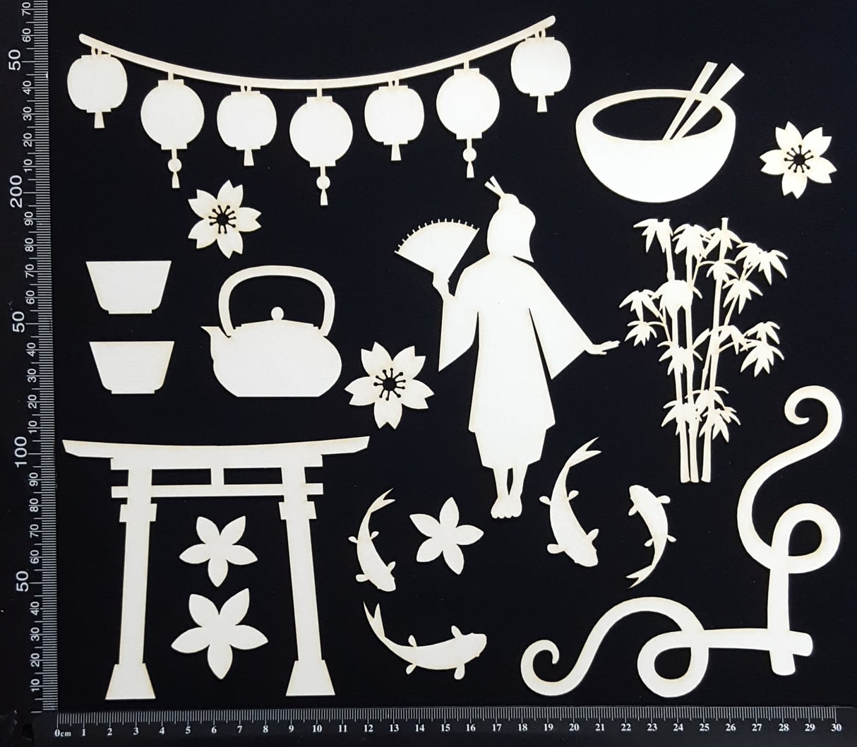 Asian Elements - Set D - White Chipboard