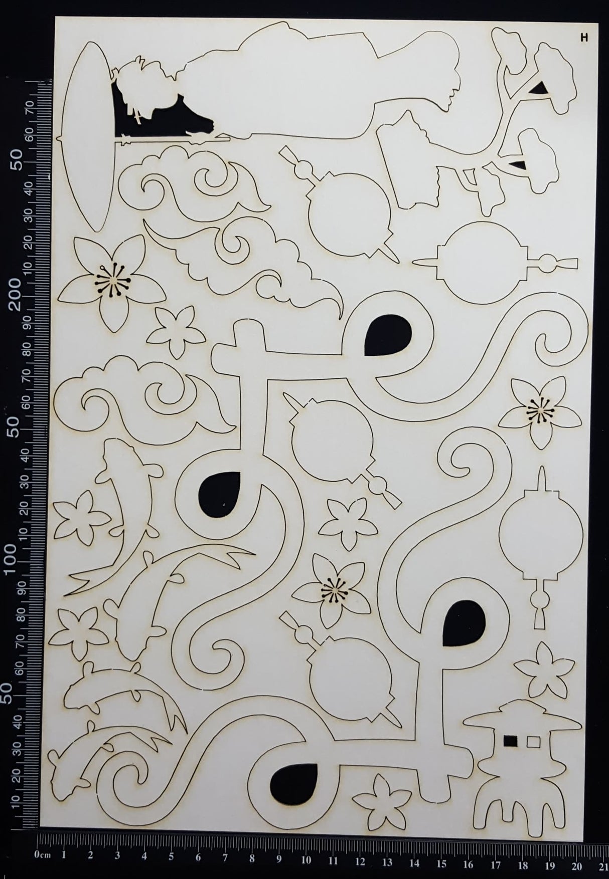 Asian Elements - Set H - White Chipboard