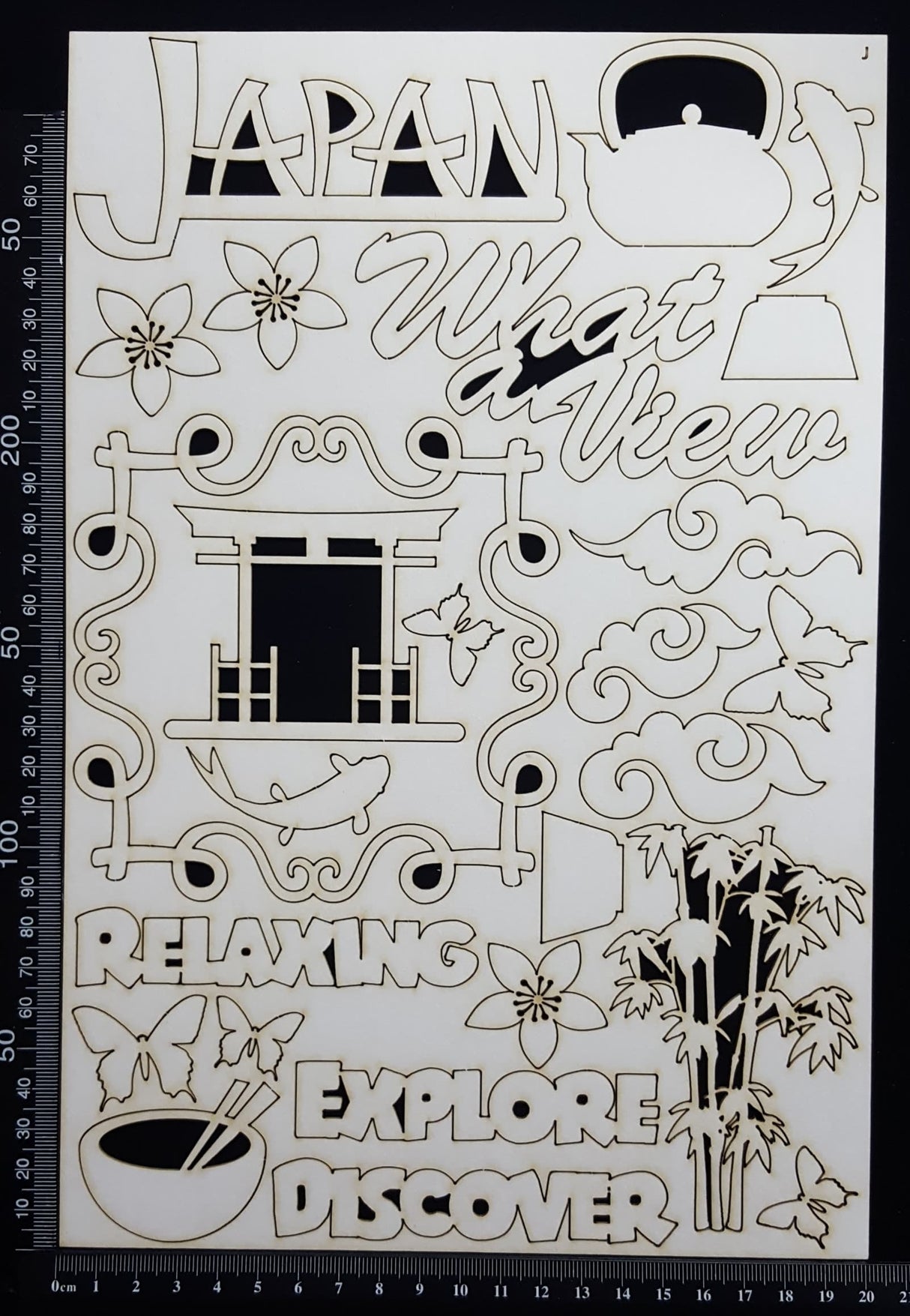 Asian Elements - Set J - Japan - White Chipboard