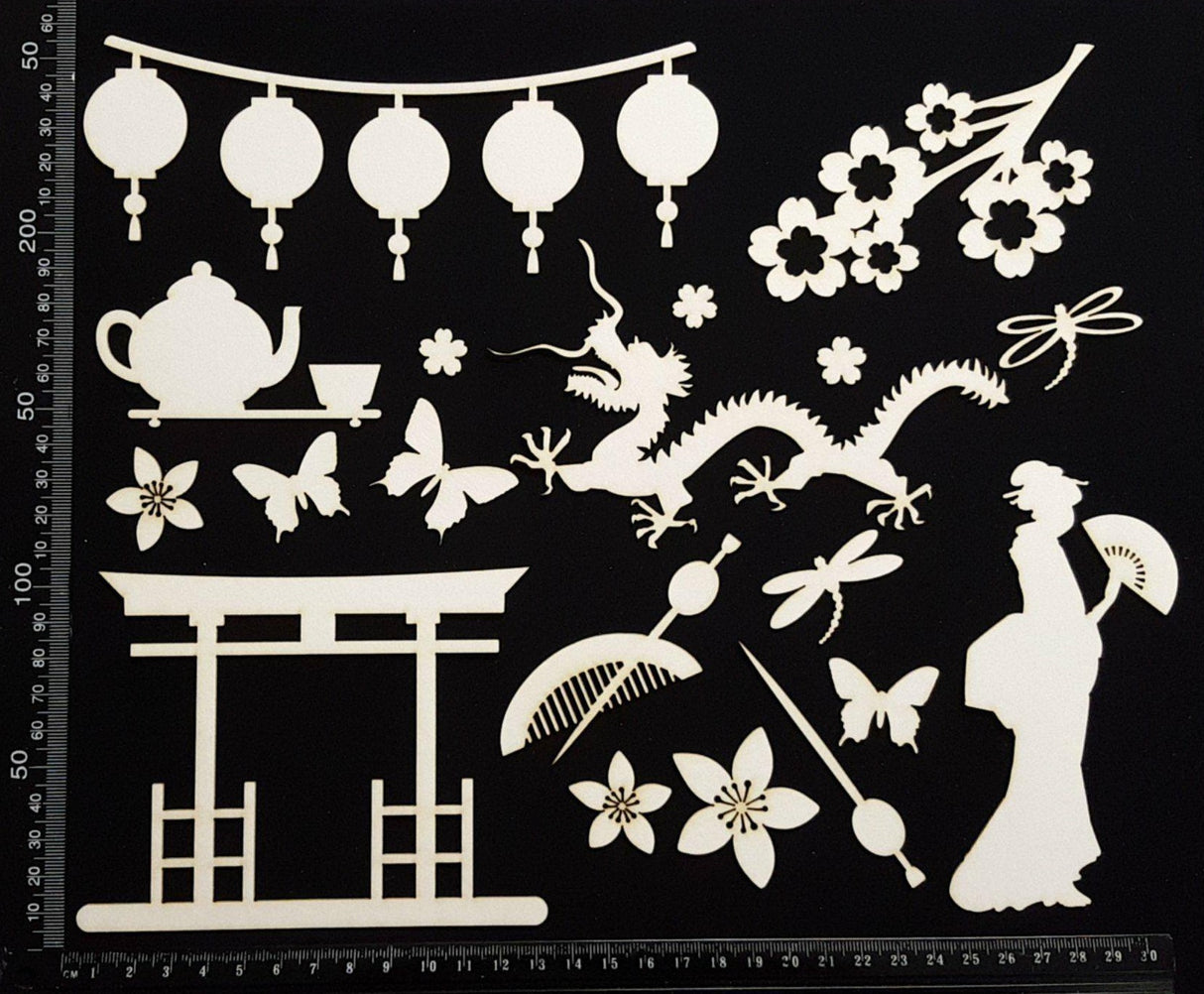 Asian Elements - Set A - White Chipboard