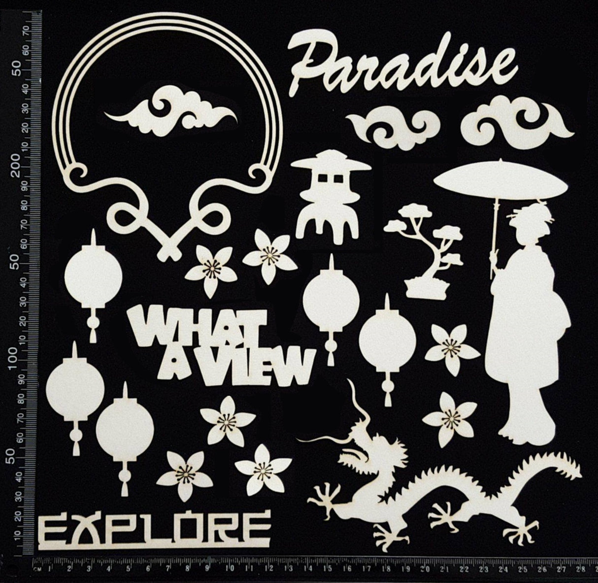 Asian Elements - Set B - White Chipboard