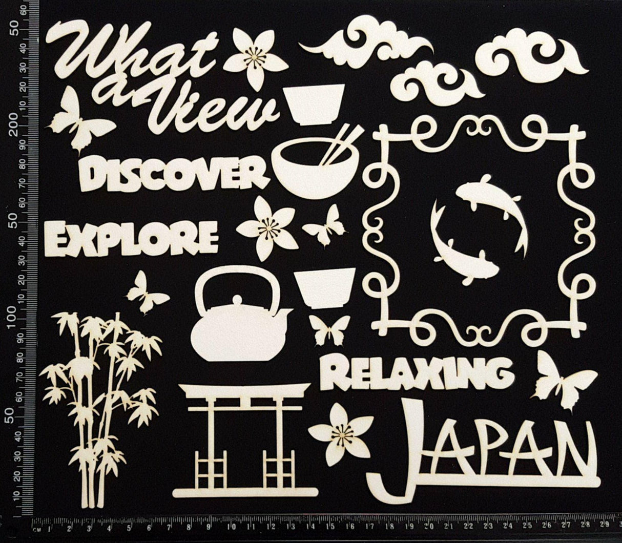 Asian Elements - Set J - Japan - White Chipboard