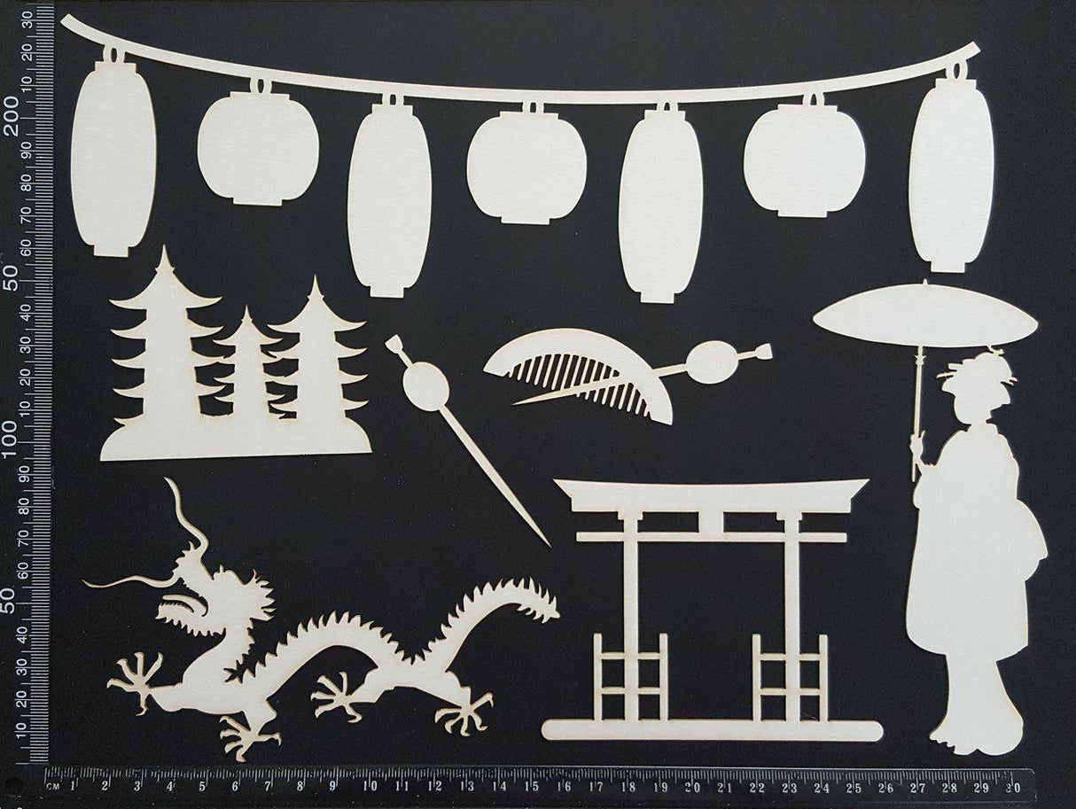 Asian Elements - Set K - White Chipboard