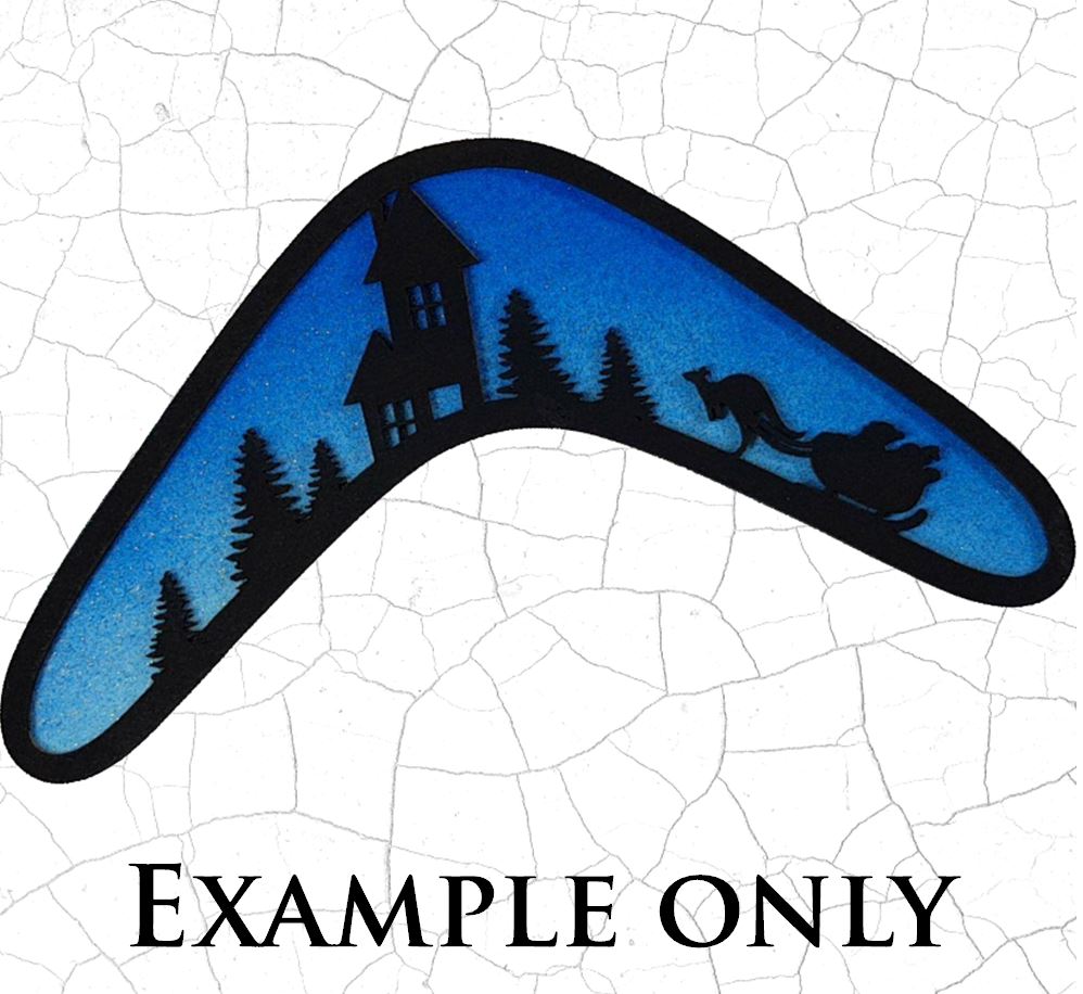 Aussie Christmas Boomerang - Layered Set - White Chipboard