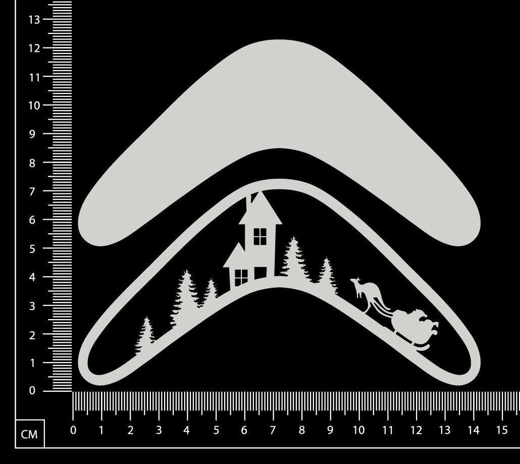 Aussie Christmas Boomerang - Layered Set - White Chipboard