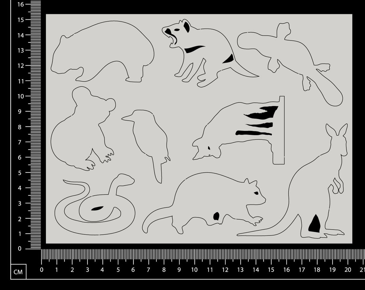 Australian Animals Set - A - White Chipboard