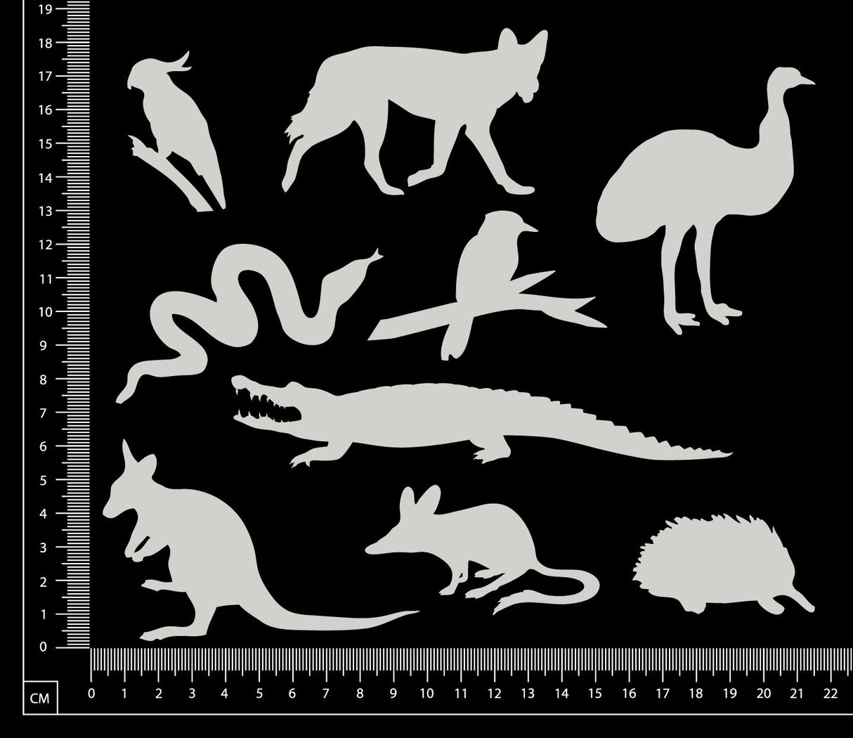 Australian Animals Set - B - White Chipboard
