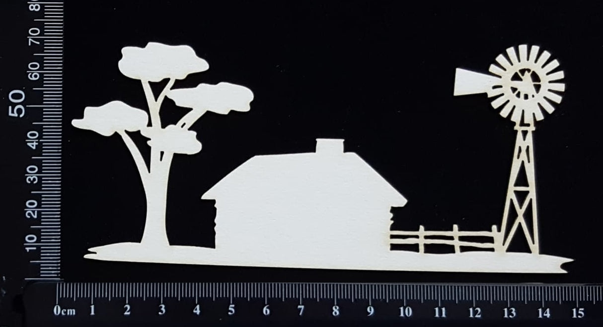 Australian Outback Border - B - Small - White Chipboard