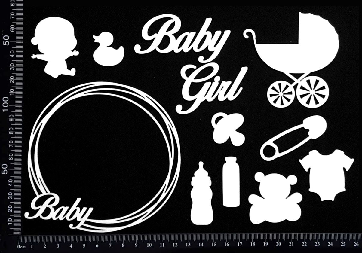 Baby Elements - Set B - Girl - White Chipboard