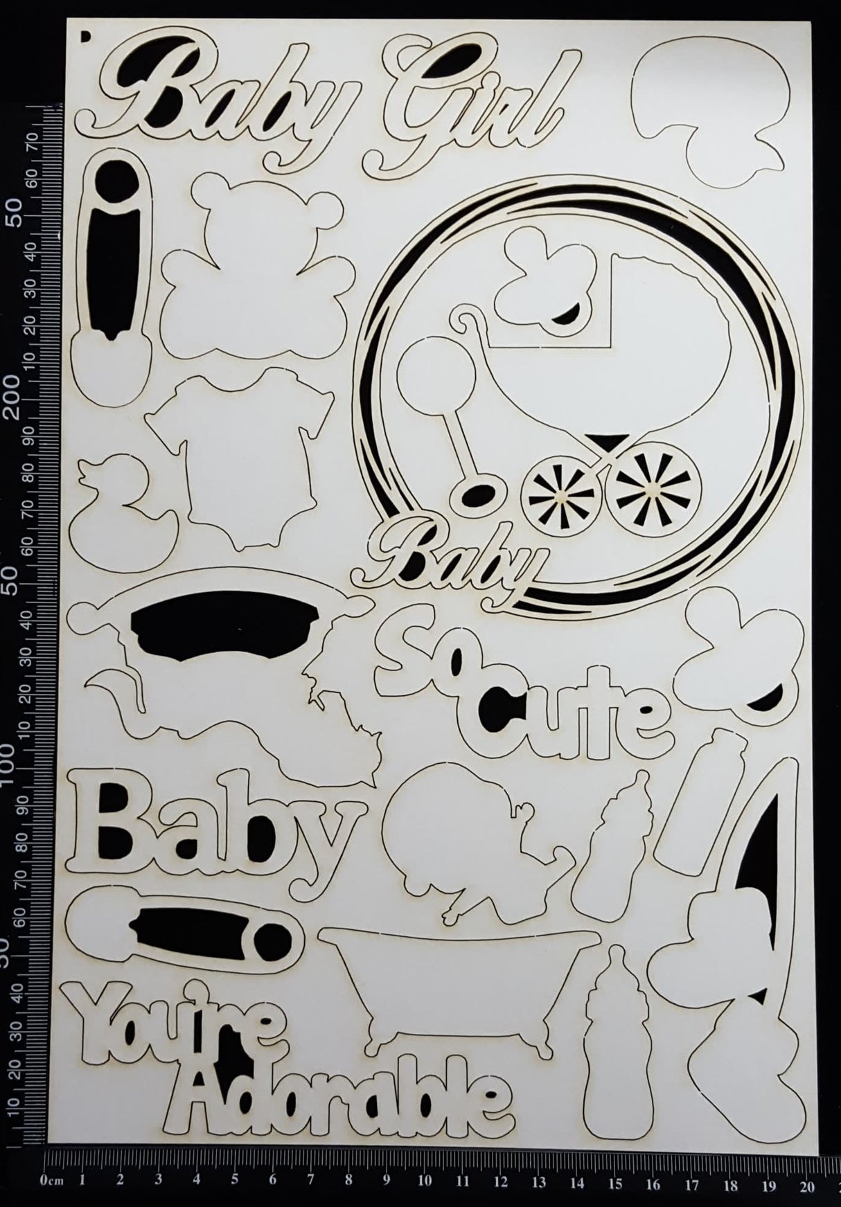 Baby Elements - Set D - Girl - White Chipboard