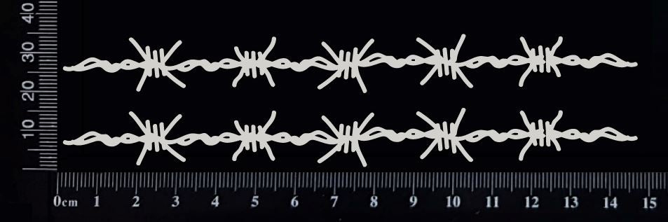 Barbed Wire Border Set - F - Small - White Chipboard